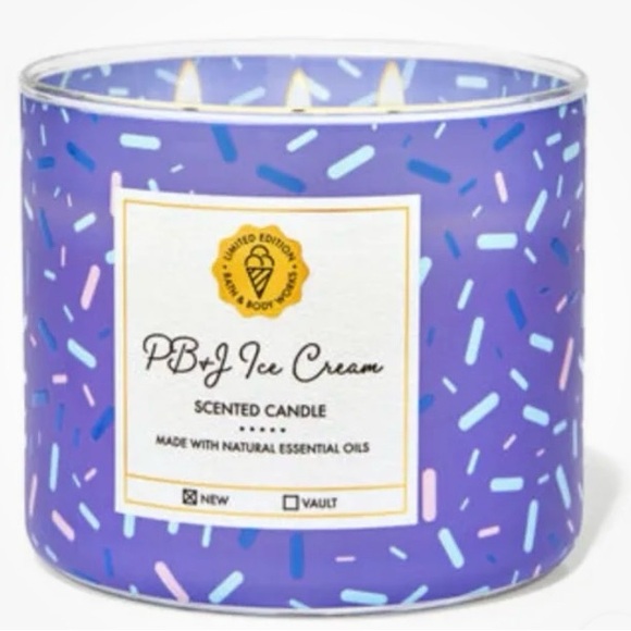 Bath & Body Works PB&J Ice Cream 3-wick candle Limited Edition *Sold out at BBW* - Picture 6 of 10